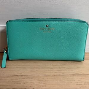 Kate Spade Turquoise Wallet with Gold Details